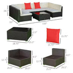 Ensemble de meubles de patio extérieur 7 pièces, canapé d'angle en rotin PE avec coussins, oreillers et table basse