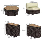 Ensemble de mobilier de patio 8 pièces avec 4 chaises de canapé en rotin et 4 tables avec rangement et trou pour parasol