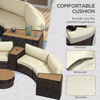 Ensemble de mobilier de patio 8 pièces avec 4 chaises de canapé en rotin et 4 tables avec rangement et trou pour parasol