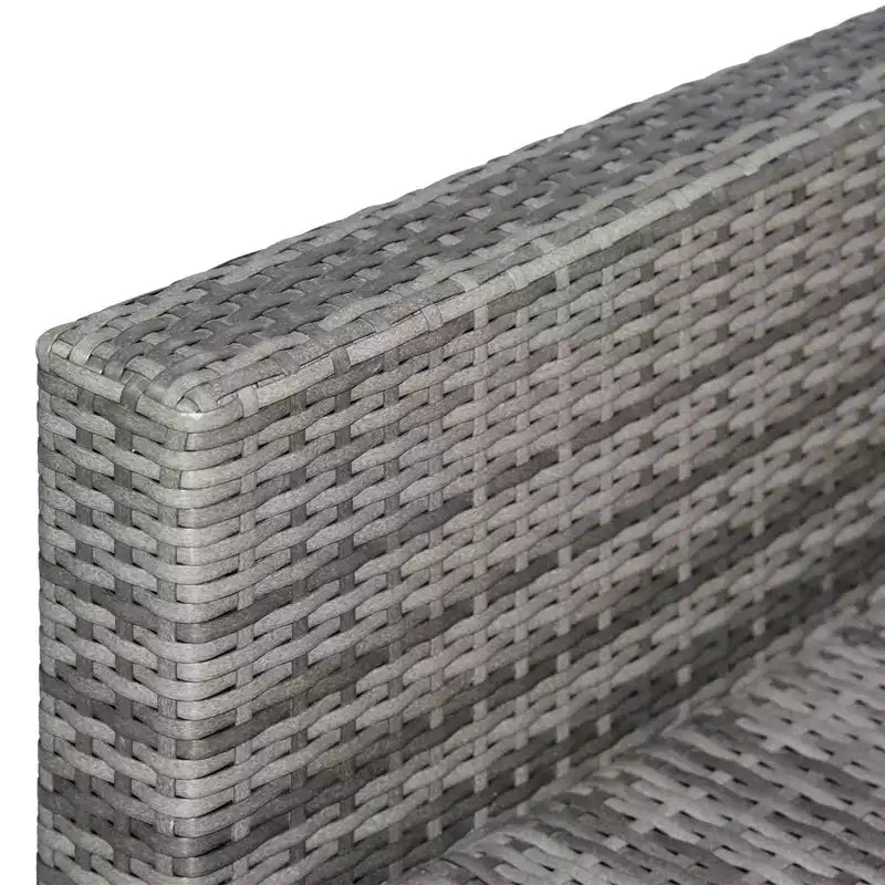 Ensemble de mobilier de patio en osier 4 pièces avec coussins, mobilier de sectionnel extérieur avec 2 canapés, causeuse et table basse en verre, ensemble de canapés de conversation