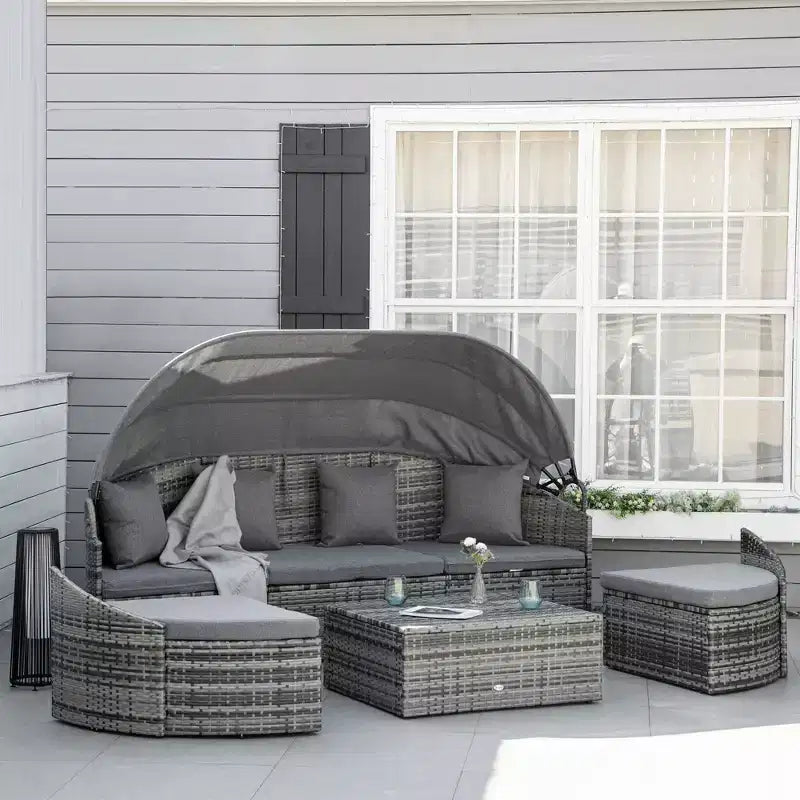 Lit de jour sectionnel convertible en rotin