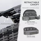 Lit de jour sectionnel convertible en rotin