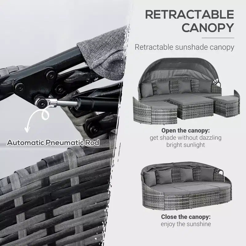Lit de jour sectionnel convertible en rotin