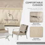 Ensemble de meubles de patio 4 pièces avec coussins, ensembles de canapés de conversation en osier pour l'extérieur, ensembles de canapés à cadre en aluminium pour le jardin, la piscine, le patio