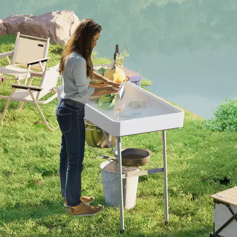Table glacière pliante de 1,03 m avec drain, table de remplissage et de refroidissement, glacière d'extérieur avec étagère de rangement, glacière à boissons pour fêtes, pique-niques, barbecues