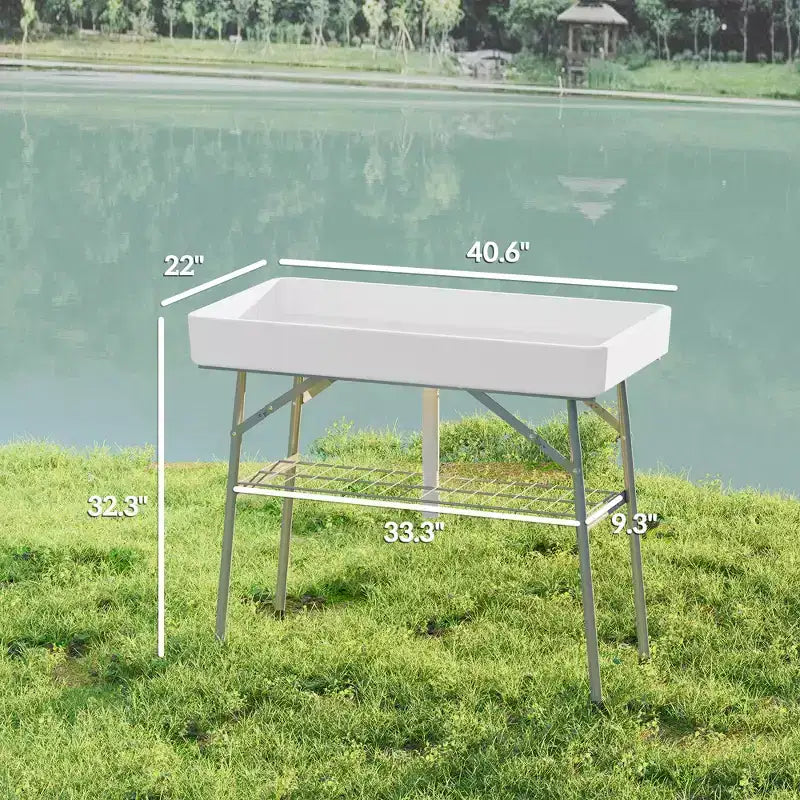 Table glacière pliante de 1,03 m avec drain, table de remplissage et de refroidissement, glacière d'extérieur avec étagère de rangement, glacière à boissons pour fêtes, pique-niques, barbecues