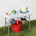 Table glacière pliante de 1,03 m avec drain, table de remplissage et de refroidissement, glacière d'extérieur avec étagère de rangement, glacière à boissons pour fêtes, pique-niques, barbecues