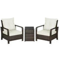 3 Piece Patio Furniture, PE Wicker Storage Table & Chairs