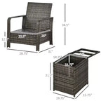 Ensemble de meubles de patio 3 pièces, table et chaises de rangement en rotin PE