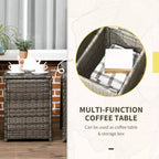 Ensemble de meubles de patio 3 pièces, table et chaises de rangement en rotin PE