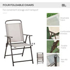 Set da pranzo da patio da 6 pezzi per 4 persone con ombrellone, tavolo e sedie da esterno con 4 sedie da pranzo pieghevoli e tavolo rotondo in vetro