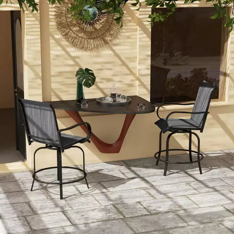 Set di 2 sgabelli da bar da esterno, sedie da bar girevoli a 360 gradi, 26,75 x 29,5 x 48,5