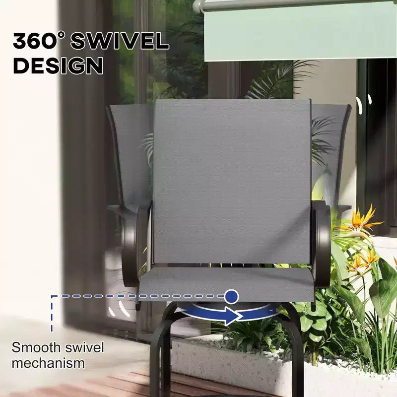 Set di 2 sgabelli da bar da esterno, sedie da bar girevoli a 360 gradi, 26,75 x 29,5 x 48,5