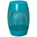 12.5 Steel Outdoor Side Table, Round Hollow Drum Patio End Table, Accent Table for Indoor and Outdoor