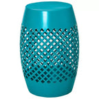 12.5 Steel Outdoor Side Table, Round Hollow Drum Patio End Table, Accent Table for Indoor and Outdoor
