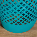 Table d'appoint d'extérieur en acier de 12,5 po, Table d'appoint de patio ronde creuse en forme de tambour, Table d'appoint pour l'intérieur et l'extérieur