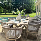 Set da pranzo da patio PURPLE LEAF in vimini resistente alle intemperie, set tavolo e sedie da esterno in alluminio per l'arredamento del giardino, set di mobili moderni per la cucina