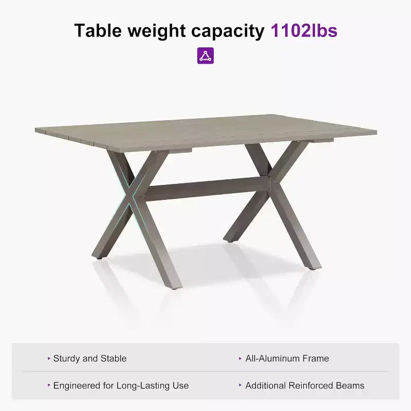Set da pranzo da patio PURPLE LEAF in vimini resistente alle intemperie, set tavolo e sedie da esterno in alluminio per l'arredamento del giardino, set di mobili moderni per la cucina
