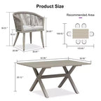 Set da pranzo da patio PURPLE LEAF in vimini resistente alle intemperie, set tavolo e sedie da esterno in alluminio per l'arredamento del giardino, set di mobili moderni per la cucina