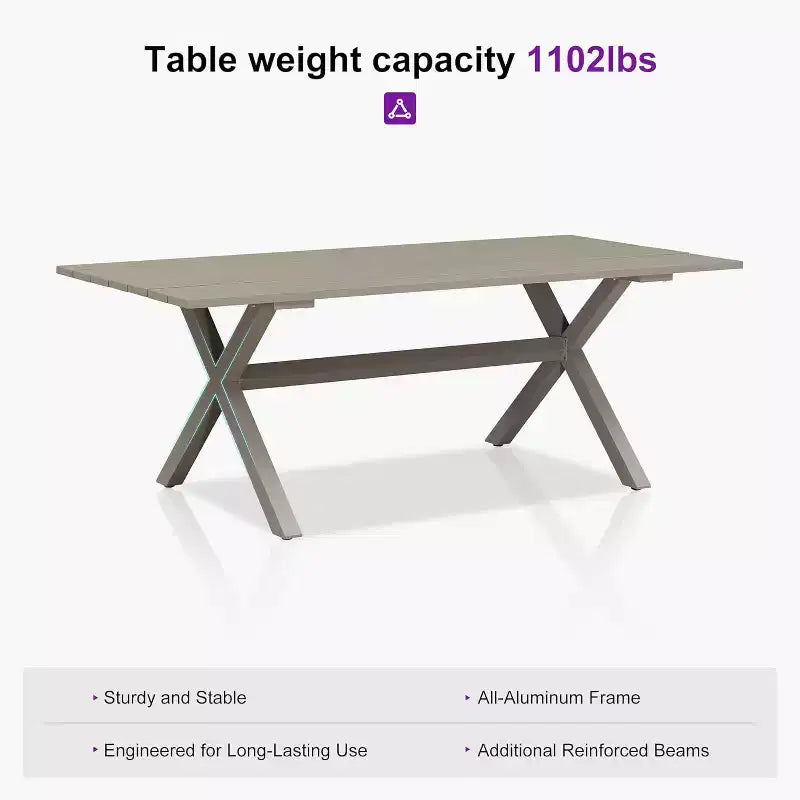 Set da pranzo da patio PURPLE LEAF in vimini resistente alle intemperie, set tavolo e sedie da esterno in alluminio per l'arredamento del giardino, set di mobili moderni per la cucina