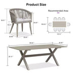 Set da pranzo da patio PURPLE LEAF in vimini resistente alle intemperie, set tavolo e sedie da esterno in alluminio per l'arredamento del giardino, set di mobili moderni per la cucina