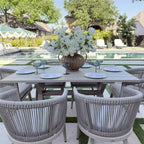 Set da pranzo da patio PURPLE LEAF in vimini resistente alle intemperie, set tavolo e sedie da esterno in alluminio per l'arredamento del giardino, set di mobili moderni per la cucina