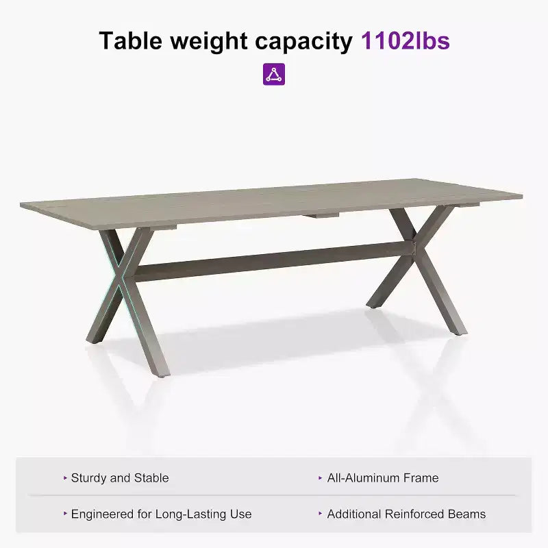 Set da pranzo da patio PURPLE LEAF in vimini resistente alle intemperie, set tavolo e sedie da esterno in alluminio per l'arredamento del giardino, set di mobili moderni per la cucina