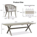 Set da pranzo da patio PURPLE LEAF in vimini resistente alle intemperie, set tavolo e sedie da esterno in alluminio per l'arredamento del giardino, set di mobili moderni per la cucina