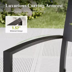 Captiva Designs Set 6 Pezzi Tavolo da Pranzo con Piano a Doghe in Acciaio & Sedie in Metallo con Schienale a Righe & Ombrellone da Giardino