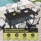 Ensembles de salle à manger d'extérieur en aluminium Crestlive Products – Table de salle à manger de patio avec chaises classiques à accoudoirs ronds pour 6 à 10 personnes