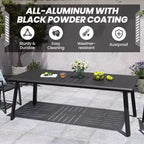 Ensembles de salle à manger d'extérieur en aluminium Crestlive Products – Table de salle à manger de patio avec chaises classiques à accoudoirs ronds pour 6 à 10 personnes