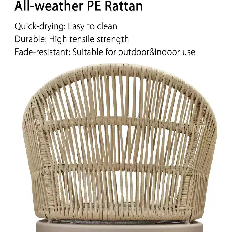 Set da pranzo da patio PURPLE LEAF con tavolo da pranzo da esterno in alluminio e sedie in rattan intrecciato, set di mobili moderni per giardino, cortile, arredamento da interni, colore champagne