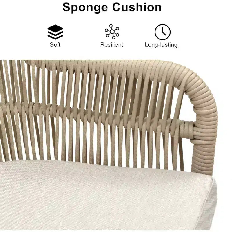 Set da pranzo da patio PURPLE LEAF con tavolo da pranzo da esterno in alluminio e sedie in rattan intrecciato, set di mobili moderni per giardino, cortile, arredamento da interni, colore champagne