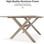 Set da pranzo da patio PURPLE LEAF con tavolo da pranzo da esterno in alluminio e sedie in rattan intrecciato, set di mobili moderni per giardino, cortile, arredamento da interni, colore champagne
