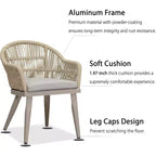 Set da pranzo da patio PURPLE LEAF con tavolo da pranzo da esterno in alluminio e sedie in rattan intrecciato, set di mobili moderni per giardino, cortile, arredamento da interni, colore champagne