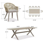 Set da pranzo da patio PURPLE LEAF con tavolo da pranzo da esterno in alluminio e sedie in rattan intrecciato, set di mobili moderni per giardino, cortile, arredamento da interni, colore champagne