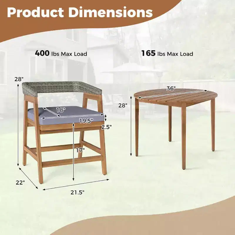 Ensemble de salle à manger de patio 5 pièces avec coussins et dossier en rotin synthétique pour jardin et arrière-cour