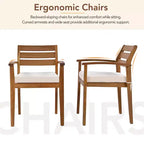 Ensemble de salle à manger d'extérieur en bois CLIHOME pour 7-8 personnes, mobilier de salle à manger d'extérieur avec coussins amovibles, chaises et banc ergonomiques