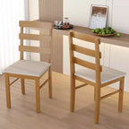 MAYEERTY Set Tavolo da Pranzo e Sedie a 5 Pezzi in Legno Massello, Tavolo Rettangolare Colore Legno Originale con 4 Sedie con Schienale