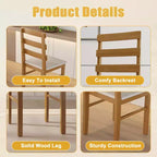 MAYEERTY Set Tavolo da Pranzo e Sedie a 5 Pezzi in Legno Massello, Tavolo Rettangolare Colore Legno Originale con 4 Sedie con Schienale