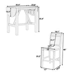 MAYEERTY Set Tavolo da Pranzo a Goccia a 3 Pezzi in Legno con Altezza Contatore, 2 Sedie Imbottite Set Tavolo per Spazi Piccoli, Bianco + Grigio