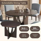 MAYEERTY Set da pranzo moderno e allungabile da 5 pezzi, con tavolo rotondo da 41,2 cm, per piccoli spazi, Espresso + Grigio