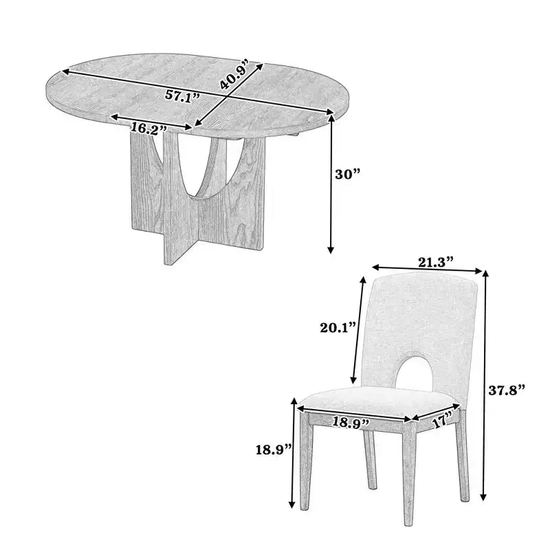 MAYEERTY Set da pranzo moderno e allungabile da 5 pezzi, con tavolo rotondo da 41,2 cm, per piccoli spazi, Espresso + Grigio