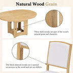 MAYEERTY Ensemble de table à manger ronde extensible 5 pièces style ferme, 16 rallonges amovibles, 4 chaises rembourrées pour 4 personnes, Espresso + Beige