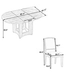 MAYEERTY Ensemble de table à manger ronde extensible 5 pièces style ferme, 16 rallonges amovibles, 4 chaises rembourrées pour 4 personnes, Espresso + Beige