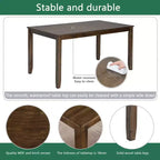 MAYEERTY Set da Pranzo 6 Pezzi per 6 Persone, Tavolo Rettangolare in Legno + 4 Sedie Imbottite e Panca, Grigio