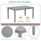 MAYEERTY Set da Pranzo 6 Pezzi per 6 Persone, Tavolo Rettangolare in Legno + 4 Sedie Imbottite e Panca, Grigio