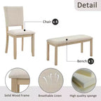 MAYEERTY Set da Pranzo Rotondo Moderno 5 Pezzi 47,3, 4 Sedie Imbottite, Nero Antico e Beige