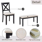 MAYEERTY Set da Pranzo Moderno 5 Pezzi, Tavolo in Legno con 4 Sedie, Grigio e Bianco Bicolore