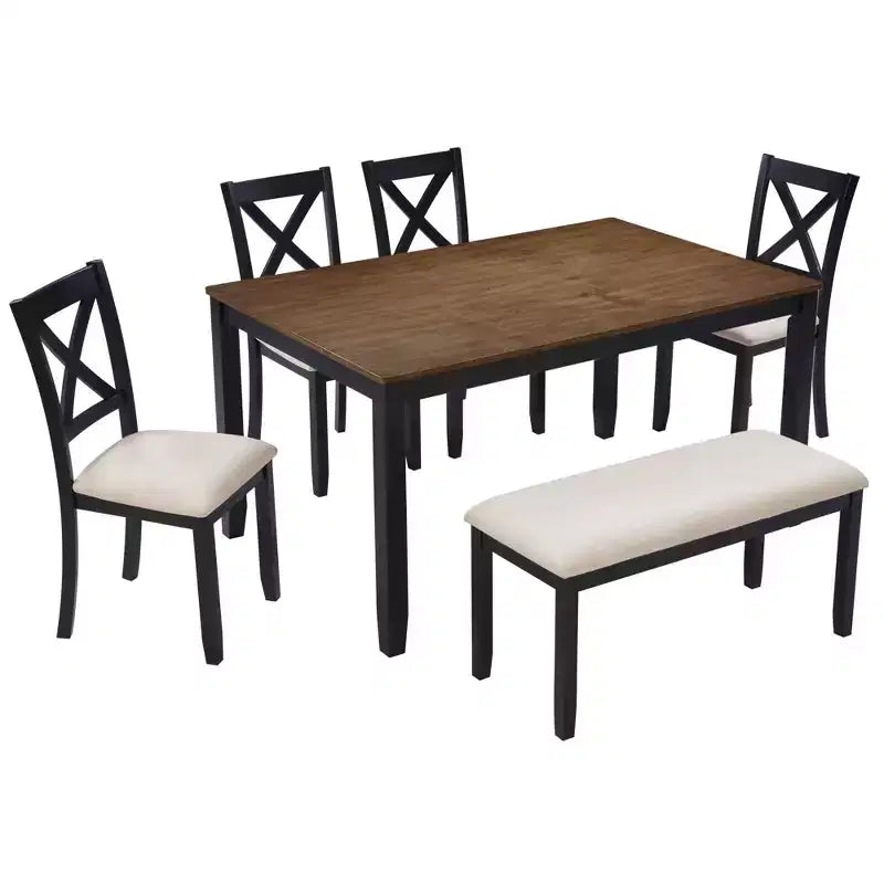 MAYEERTY Set da Pranzo Moderno 5 Pezzi, Tavolo in Legno con 4 Sedie, Grigio e Bianco Bicolore